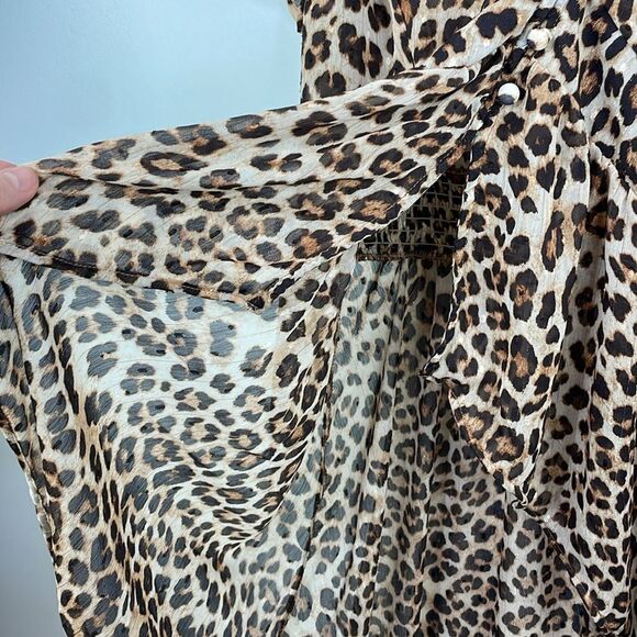 Torrid Leopard Print Dress sheer hi front low back short sleeve size X1 - Picture 8 of 16